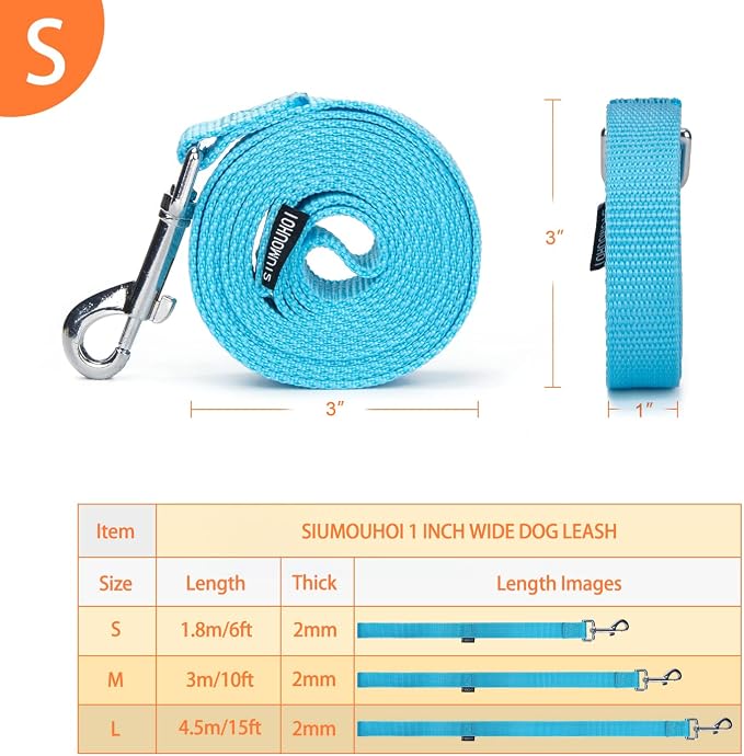 Strong Durable Nylon Dog Training Leash, 1 Inch Wide Traction Rope, 6 ft Long, for Small and Medium Dog (Mint Blue, 6 Feet) - Image 5