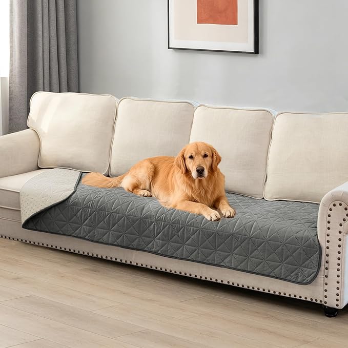 Ameritex Sofa Cover Waterproof for Seats Couch Cover for Dogs Pet Couch Cover Velvet for Chair Loveseat Sofa Machine Washable (Dark Grey, 30x60 Inch) - Image 5