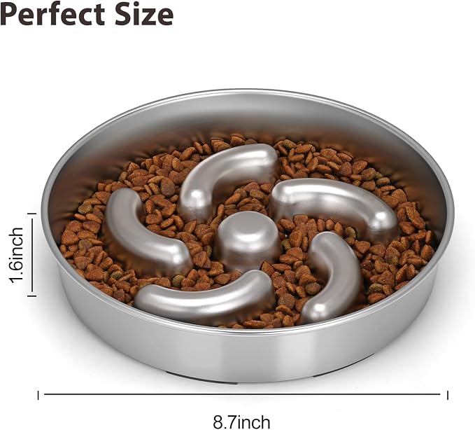 Slow Feeder Dog Bowl, 2 Cups Stainless Steel Heavy Duty Bowl Non-Slip Base | Puzzle Maze Non-Slip Design, Premium Heavy Duty Steel Structure, Slows Down Eating for Medium and Large Breed Dogs - Image 5