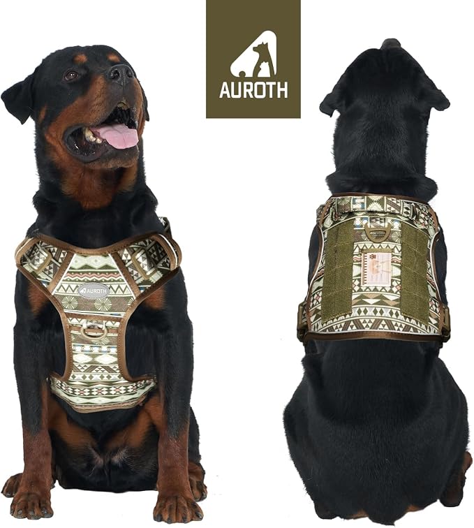 AUROTH Tactical Dog Harness for Large Dogs, Heavy Duty No Pull Pet Vest | Easy Control Handle, Adjustable, Reflective, Military K9, for Doberman Husky Walking Hunting Hiking, Bohemia Green, X-Large - Image 8