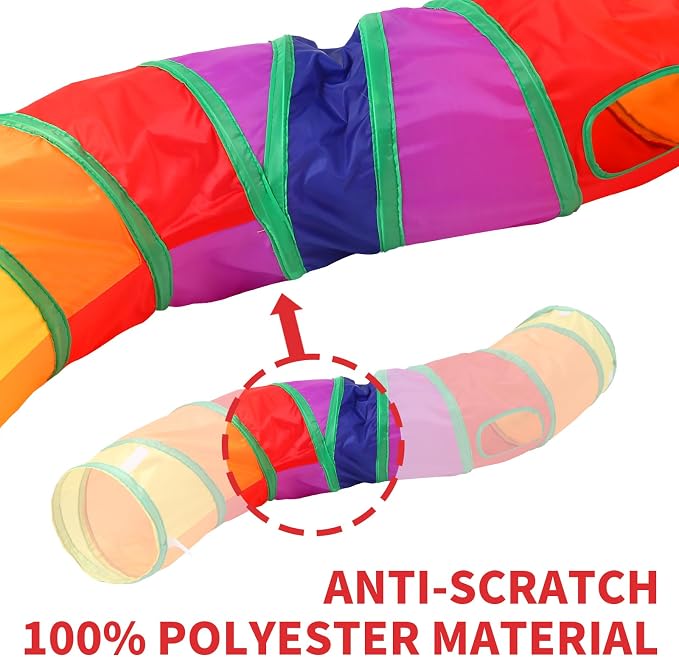Pet Cat Tunnel, S-Shape Tunnels for Indoor Cats, Collapsible Pet Tunnel for Kitten, Puppy, Rabbit, 25cm-Wide Tunnels, Durable & Breathable, with Peek Hole Toy Ball - Image 8