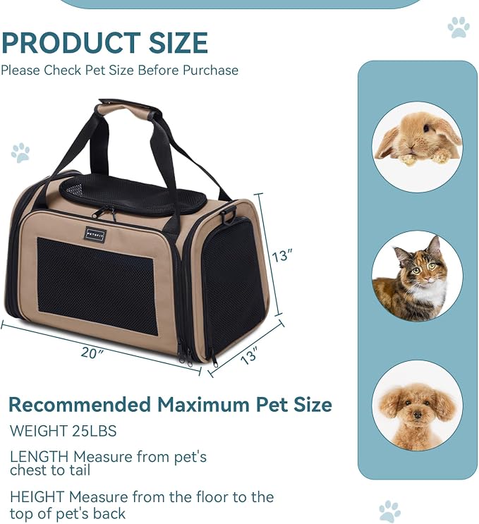 PETSFIT Soft-Sided Cat Carrier for Medium Cats up to 25 lbs - Image 5