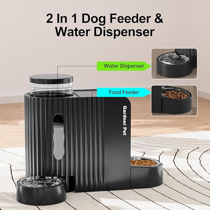 Automatic Gravity Pet Feeder, 1.8 Gallons*2 Dog Feeder and Water Dispenser Set, 2-in-1 Automatic 100% BPA-Free Feeder and Stainless Steel Water Dispenser for Dogs, Cats, Rabbits, Puppies (Black) - Image 2