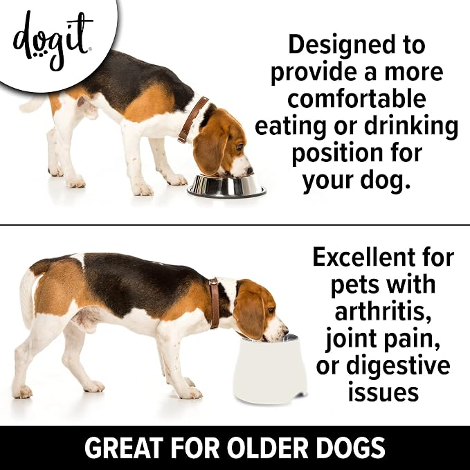 Dogit Elevated Dog Bowl for Large Dogs, White | Stainless Steel Dog Food and Water Bowl - Image 3