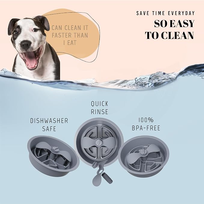 AVERYDAY Slow Feeder Dog Bowls for Large Breed, 2.5 Cups Deep Food Puzzle Bowl with Spinning Slow Feeder Insert, Non-Slip Bottom, Fits for Raised Stand, Hard Maze Design for Medium and Large Dogs - Image 7