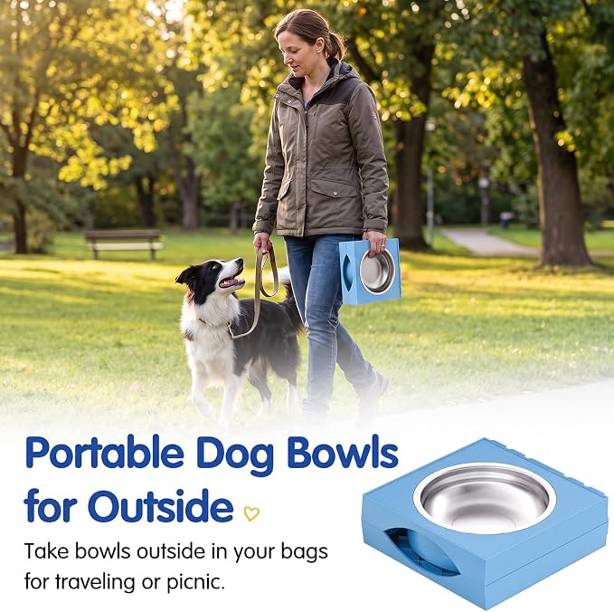 XIAZ Elevated Dog Bowls Large Breed Raised Dogs Bowl Stand Large/Medium Sized Dog Stainless Steel Food Water Bowl Stands 5 Heights Adjustable 9/11/12/15in Pet Feeder Dish Station - Image 6