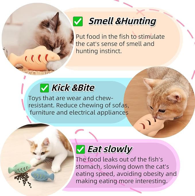 2Pcs Silicone Cat Toys, Multi-Functional Treat Dispenser, Interactive Feeder Toy for Indoor Cats, Food Puzzle Kitten Toys, Pet Training Toy with Catnip Ball (Pink&Green/Blue) - Image 4