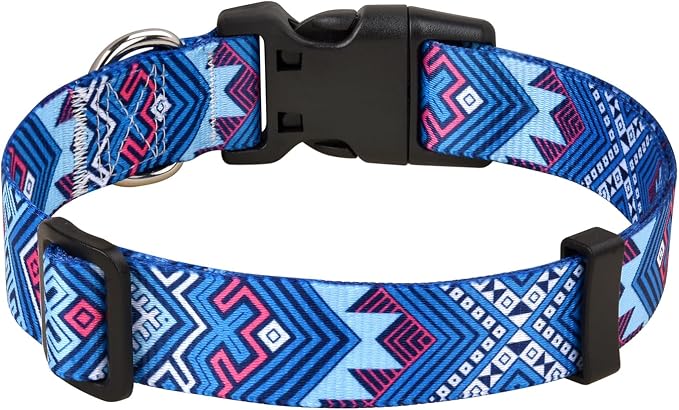 Mihqy Dog Collar for Medium Dogs, Fashion Design, Blue Ethnic Style,M | Neck Fit 12.9"-21.6", Multiple Patterns，4 Sizes for Small Medium Large Dogs, Comfortable for Walks and Outdoor Hikes - Image 2