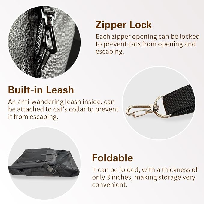 Large Cat Carrier, Portable Soft Sided Road Car Carrier, for Small Dog or Big Cats, 20"x13"x13" Outside Folding Comfortable Design, Black - Image 2