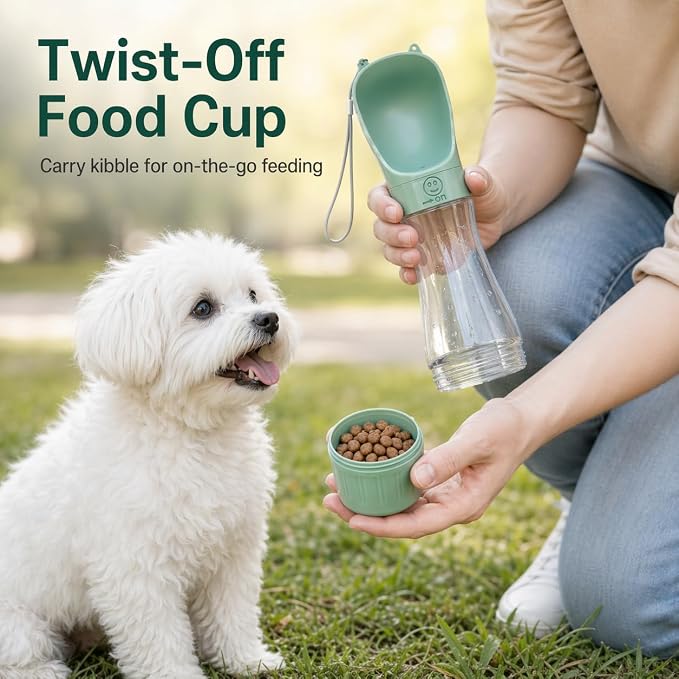 Portable Dog Water Bottle, Leak-Proof Pet Water Dispenser with Food Container, Travel Water Bottle for Dogs, Walking, Hiking & Outdoor Adventures - Image 6