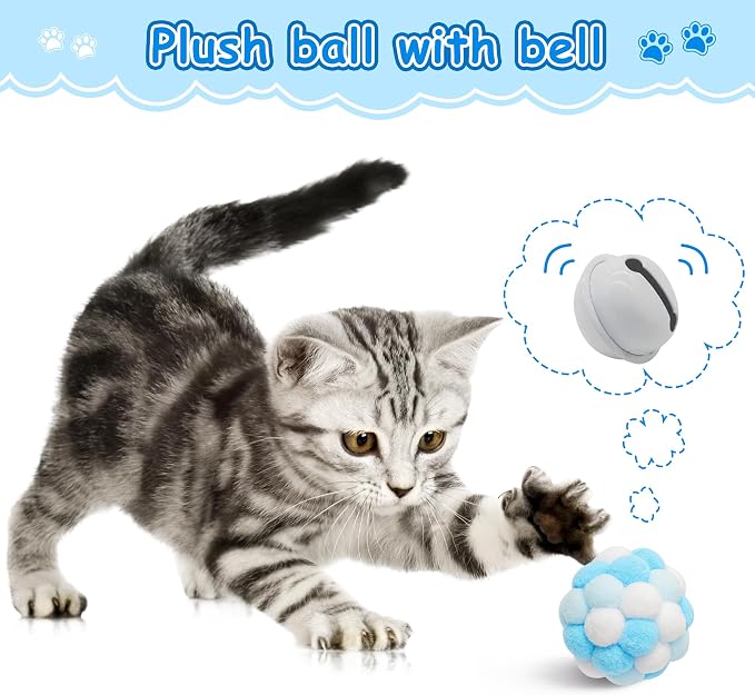 MALLMALL6 Cat Toy Set Interactive Cat Toys 11Pcs Pack with Foldable Tunnel, Feather Teaser Wand, Springs, Mice, Crinkle Balls & Pet Bell Balls - Puzzle Toys for Indoor Cats - Gift (Blue) - Image 4