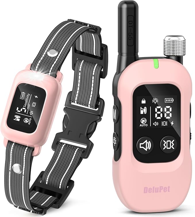 2-in-1 Dog Bark Collar & Training Collar with Remote, 4500FT Range | Shock Collar with Automatic Anti-Bark Control, IPX8 Waterproof Receiver, LED Light, and Adjustable Fit for All Breed by FollowDeluPettoGetSurprise%EF%BC%81