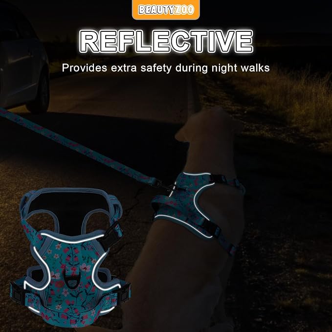 BEAUTYZOO No Pull Dog Harness and Leash Set, Step in Puppy Pet Vest, XLarge | Reflective with Handle, Adjustable Soft Padded, Easy Control for Walking, No Choke Escape Proof, Lightweight, Blue - Image 5