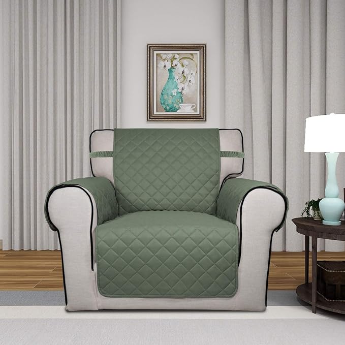PureFit Reversible Chair Sofa Cover Dog Couch Covers for Sofa, 25.5 in | Greyish Green/Beige, Water Resistant Couch Protector, Washable Pet Couch Cover with Non Slip and Elastic Straps For Kids - Image 2