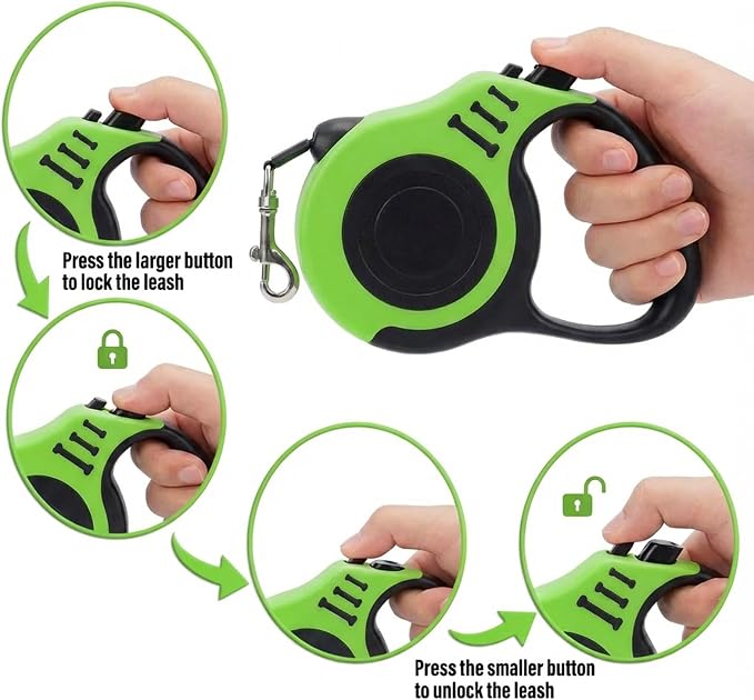 PETIMP Retractable Dog Leash Lightweight 16FT Leash Set | with Folding Bowl,Dispenser,waste Bags, for Small Medium Dogs(Green) - Image 4