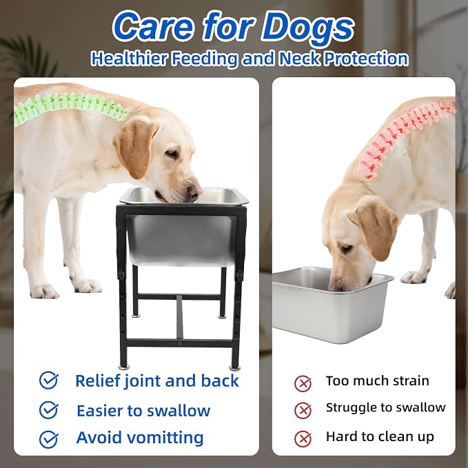 YUEPET Outdoor Elevated Dog Water Bowl, 4 Gallon Raised Bowl for Large Dogs | 4 Heights Adjustable, 4 Gal Extra Large Stainless Steel Bowl, Raised Dog Water Bowl with Stand, Food and Water Use - Image 4