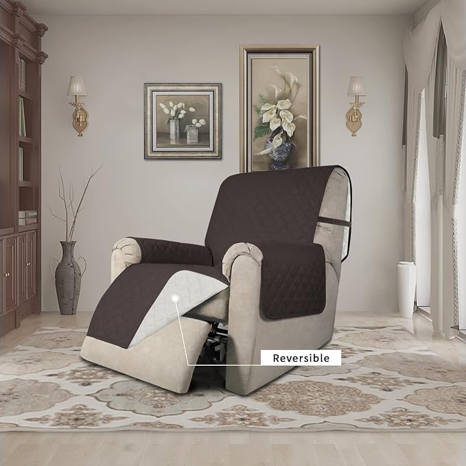 Easy-Going Reversible Couch Cover, Recliner 22 in, Chocolate/Ivory | Machine Washable Slipcover For Dogs, Water Resistant Furniture Mat For Living Room, Non-Slip Sofa Cover, Pet Friendly - Image 2
