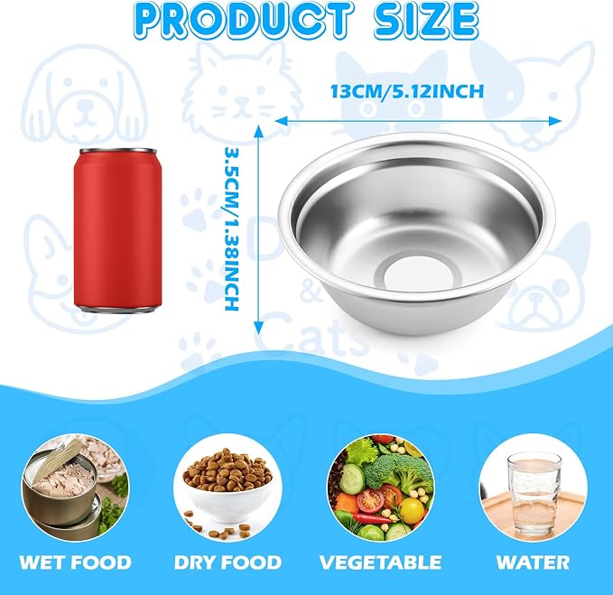 8 PCS Small Metal Dog Bowls Stainless Steel | Pet Food and Water Bowls, For Dogs & Cats, Rust-Resistant, Easy to Clean, Dishwasher Safe - Image 2