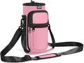 Nuovoware Water Bottle Carrier Bag, 25oz/32oz, Pink | Adjustable Shoulder Hand Strap, 2 Pocket, Neoprene Sleeve, For Hiking Travelling Camping by NUOVOWARE