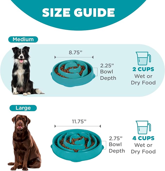 Outward Hound Fun Feeder Slo Bowl – Medium 2‑Cup Capacity, Slow Feeding, Small to Medium Dogs & Cats, Non-Slip, Turquoise, Drop Pattern | Slows Fast Eaters, Can Aid Digestion, Holds 2 Cups Dry or Wet Food, Non-Slip, Easy Clean, No BPA, Small to Medium ... - Image 5