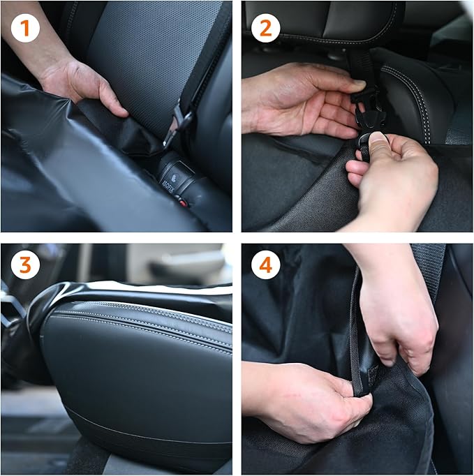 Amazon Basics Waterproof Dog Car Seat Cover, Scratch Proof Protector for Pet, Car Back Bench, 56 x 47 inch, Black - Image 6