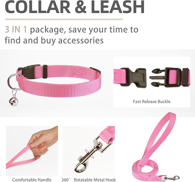 PUPTECK Dog Harness, Collar and Leash Set No Pull for Small Medium Sized | Soft Mesh Puppy Step-in Escape Proof Reflective No Choke Pet Cat Adjustable Walking Vest - Image 4