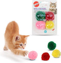 SPOT Wool Pom Poms Cat Toy - Interactive Wool Balls Cat Toy with Catnip for Cats and Kittens to Bite, Swat and Chase - 1.5 inch, 4 pcs by SPOT