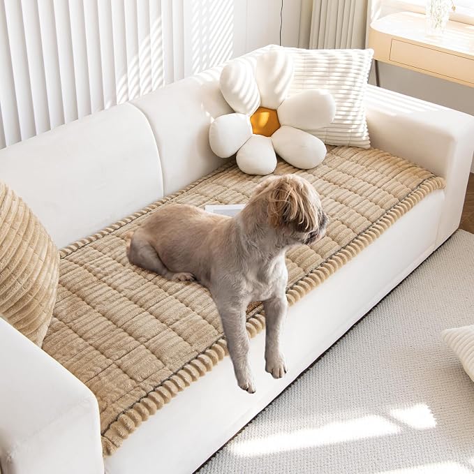Pet Couch Covers Protector for Dogs Sofa Slipcovers Washable Cushion Cover | Non slip,scratch-proof furniture protector fits I-shape armchair,loveseat,recliner,sectional sofa pads(brown,27in*47in) by GumfolkBrandFlagship