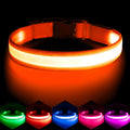 Vizpet LED Dog Collar, Light Up Dog Collar Adjustable USB Rechargeable Super Bright Safety Light Glowing Collars for Dogs(Large,Orange) by VIZPET