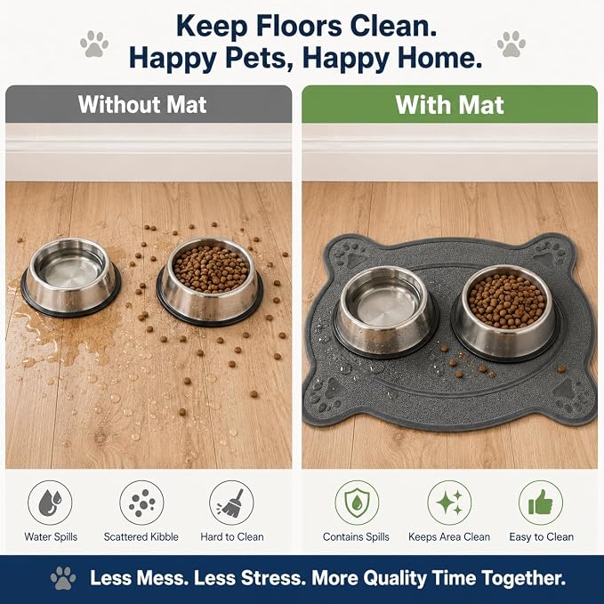 Bulk Buys Cat Litter Box Mat, Soft PVC Coil Mesh Litter Trapping Mat, Helps Control Scatter and Mess, Non-Slip Backing, Easy to Shake, Vacuum or Rinse Clean, 23 x 17 Inch, Gray Paw Design - Image 7