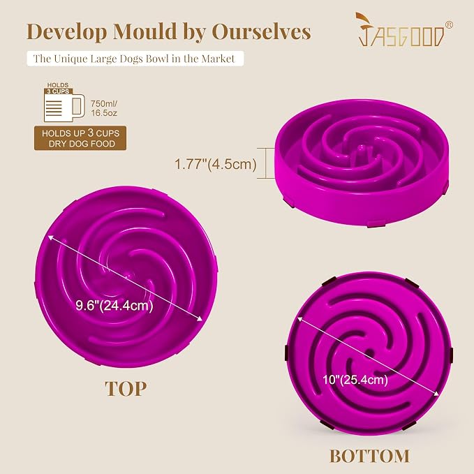 JASGOOD Slow Feeder Dogs Bowl for Large Medium Dogs,Anti-Gulping Pet Slower Food Feeding Bowls Stop Bloat,Preventing Choking - Image 7