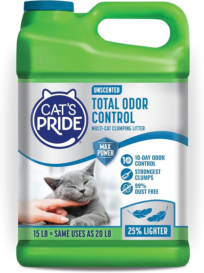 Cat's Pride Total Odor Control, Max Power, Clumping Litter Unscented 15lb by CatsPride