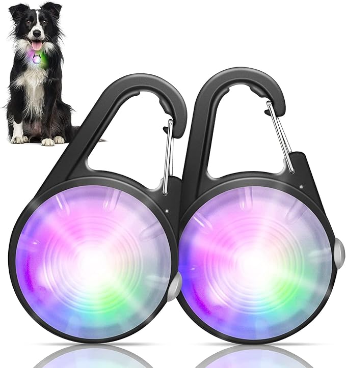 Dog Collar Light, 4 Modes Dog Lights for Night Walking, Rechargeable LED Pet Collar Light for Nighttime Clip on, IP68 Waterproof Pet Walking Accessories-2 Pack(Black) by QIZIYARDALL