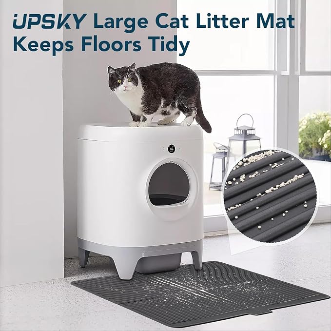 UPSKY Large Cat Litter Mat 31" x 24 Waterproof and Washable, Soft on Paws | Litter Catcher Pad, Cat Litter Trapping Mat, Scatter Control, Fits Most Litter Boxes, Use for Dogs & Cats, Black - Image 7