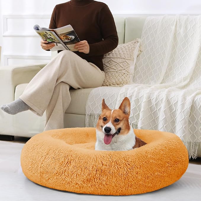 JOLLYVOGUE Dog Bed, Calming Anti-Anxiety Large Dog Bed, Fluffy Donut Cushion for Medium and Large Pets (27"/30"/36") - Image 6