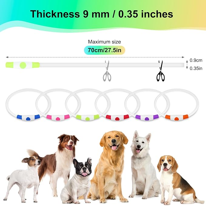 Led Dog Collar - Waterproof Lighted Pet Collar Rechargeable for Night, TPU Cuttable Light Up Doggie Collar for Small, Medium, Large Dogs Walking (Green) - Image 5
