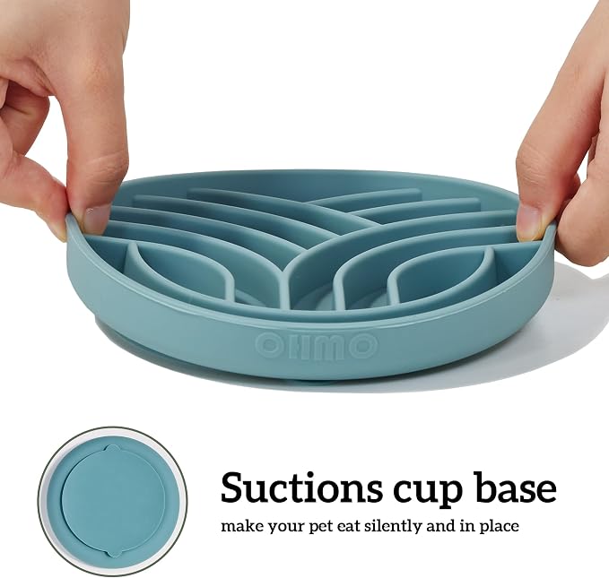 OHMO Slow Feeder Dog Bowl, 5.9" Lick Mat for Dogs, Tree of Life, Light Blue | Cat Slow Feeder Bowl, Anti Choking, Enrichment Toys, BPA-Free Silicone Feeding Bowl, Boredom and Anxiety Reducer - Image 5