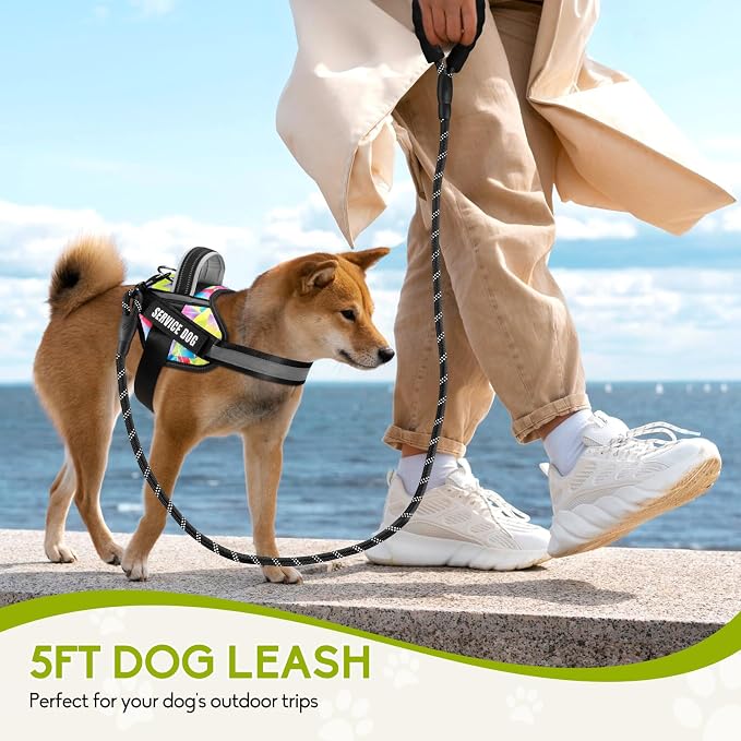 Service Dog Vest Harness and Leash Set, Animire in Training Dog Harness with 10 Dog Patches, Reflective Dog Leash with Soft Handle for Small, Medium, Large, and Extra-Large Dogs (Multi-Colored,XL) - Image 7
