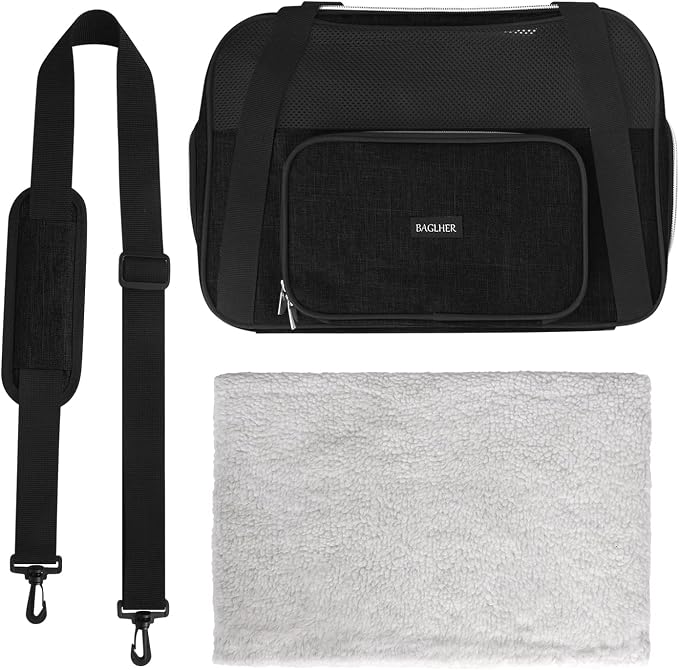 BAGLHER Pet Travel Carrier, Cat Carriers Dog Carrier for Small Medium Cats Dogs Puppies, Airline Approved Small Dog Carrier Soft Sided, Collapsible Puppy Carrier. Black - Image 6