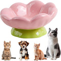 DIF DECO Ceramic Raised Cat Bowl, Pink Elevated Food Bowls for Food and Water Protecting Spine and Whisker Friendly,Tulip Shape Cute Pet Feeder Dish for Indoor Cats and Small Dogs(Height 3.3 inch) by DIFDECO