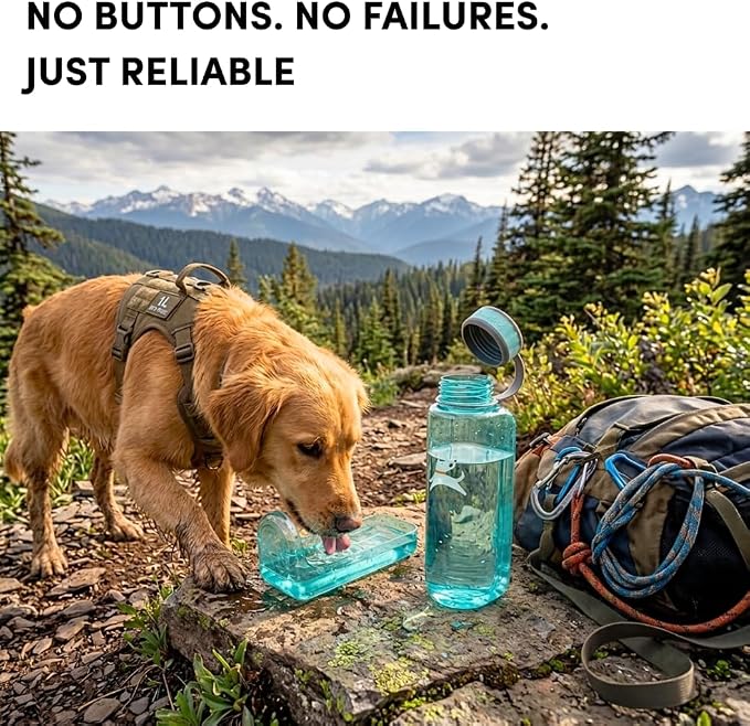 OllyDog OllyBottle Tritan Water Bottle with Detachable Dog Bowl | BPA Free Leakproof | 34oz | Share Water with Your Dog | Hiking Travel Camping (1L, Aqua Blue) - Image 2