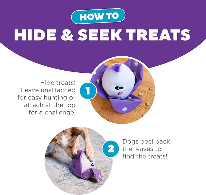 Outward Hound by Nina Ottosson Hide N' Find Interactive Plush Dog Puzzle, Durable Dog Toy, Plush Enrichment Toys, Cauliflower, Purple - Image 4