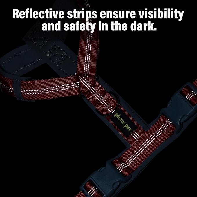 Plutus Pet No Pull Dog Harness, Adjustable Nylon Harness with Soft Padding | Reflective with Front Clip, Heavy Duty for Training and Walking, for Small Medium Large Dogs, Red, L - Image 5