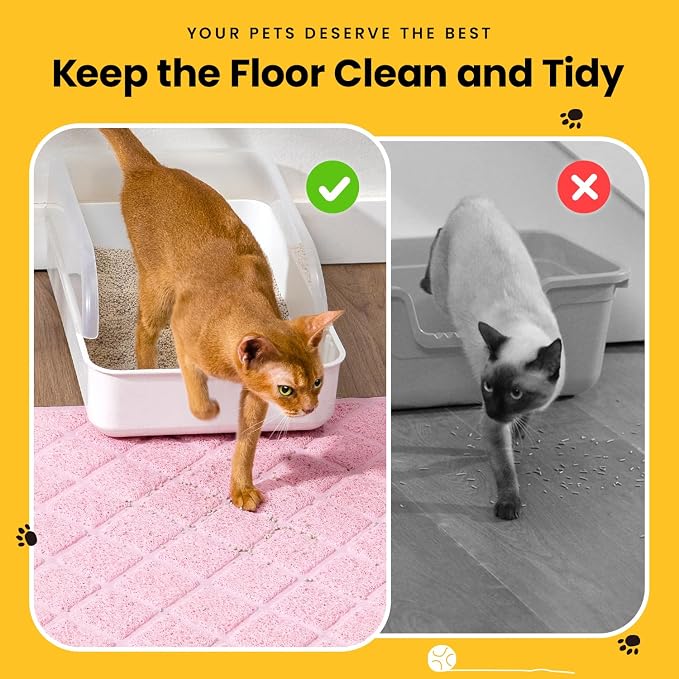 Conlun Cat Litter Mat Litter Trapping Mat, 24" x 17" Premium Durable PVC Grid Mesh with Scatter Control, Non-slip, Less Waste Cat Litter Box Mat, Pink - Image 4