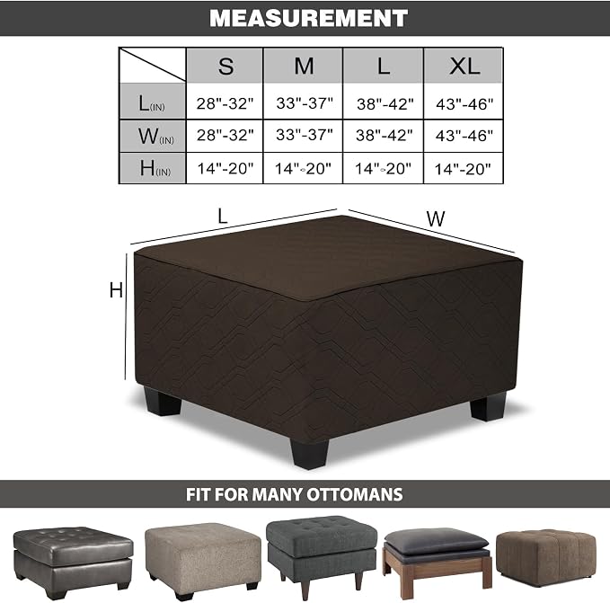 Ottoman Cover Square,Waterproof Square Ottoman Covers Thick Slipcover for Living Room,Washable Storage Footstool Furniture Protector for Dogs,Pets,Chocolate,X-Large - Image 4