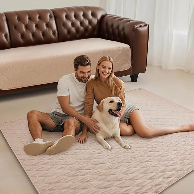 Luciphia Waterproof Couch Cover for Dogs, Non-Slip Pet Sofa Protector | Non-slip waterproof couch cover scratch-resistant machine washable protects sofa bed from spills fur, Light Beige, 82" x 120" - Image 8