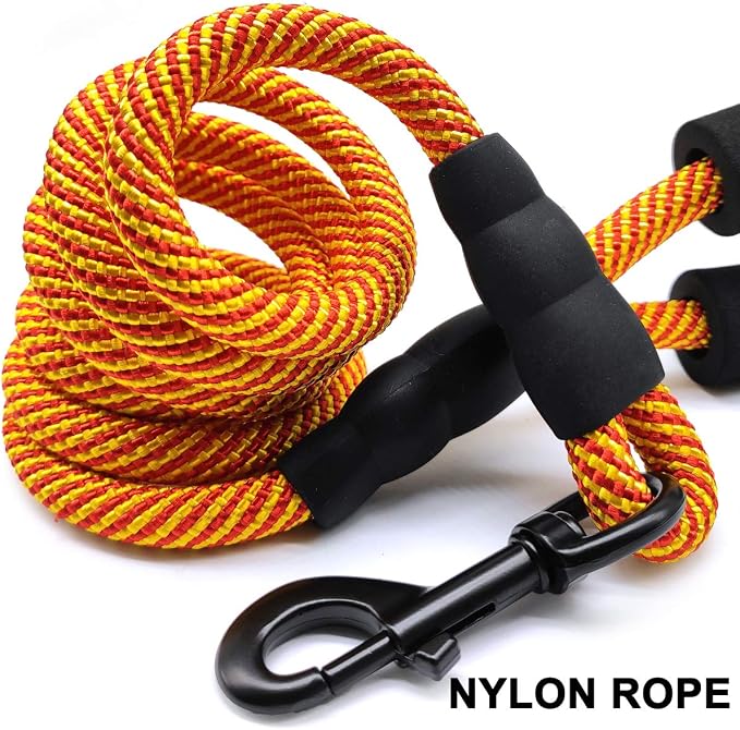 MayPaw Heavy Duty Rope Dog Leash, 3/4/5/6/7/8/10/12/15 FT Nylon Pet Leash, Soft Padded Handle Thick Lead Leashes for Large Medium Dogs (Orange, 1/2" * 8') - Image 4