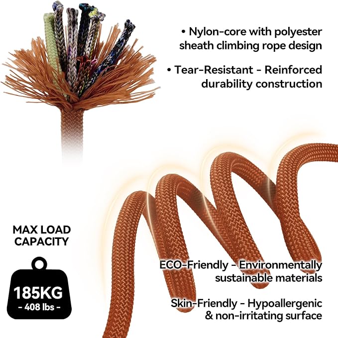 5FT Dog Leash Puppy Cat Rope Lead for Small Medium Large Dogs | Carmel Brown,with Anti-tangle Swivel Clip,Non-slip Grip Handle,Ideal for Daily Walks and Training - Image 3