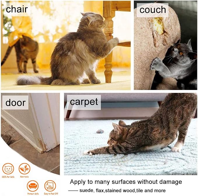 Anti-Cat Scratch Furniture Protector Deterrent Tape - 12"x17", 8 PCS | Double Side Wide Anti-Scratch Tape for Pretector Couch, Door, Wall, Carpet - Image 5