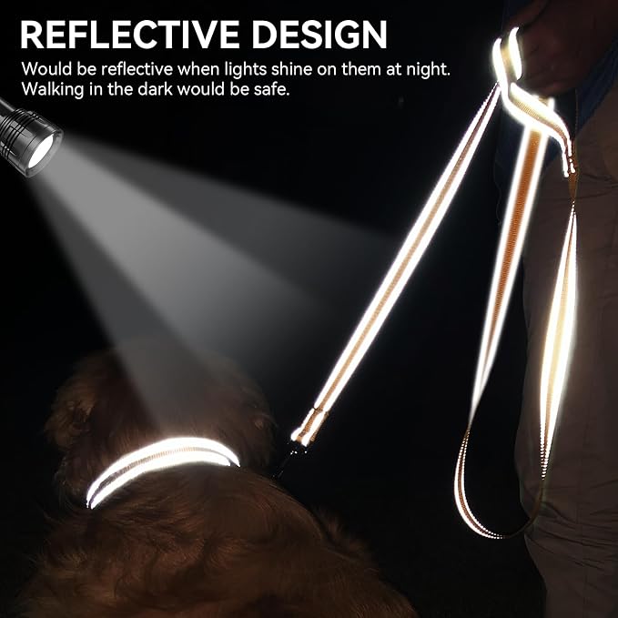 Joytale Reflective Dog Leash for Medium & Large Dogs, 6 FT x 1", Khaki | Heavy Duty Nylon Webbing, Padded Handle for Comfort, Visible at Night, for Walking & Training - Image 4